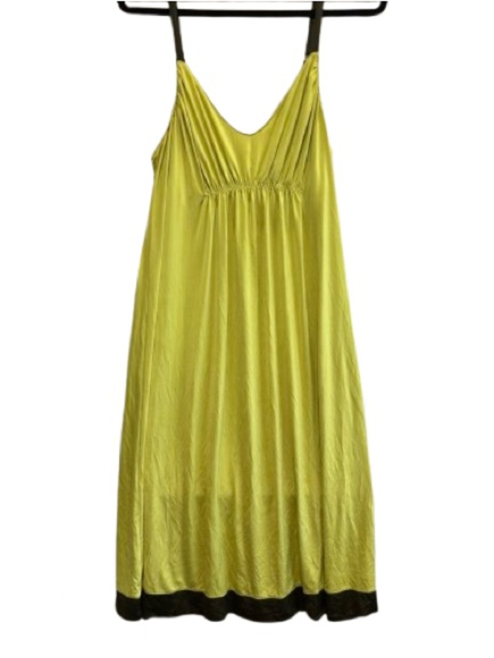 Anne Klein Chartreuse Green Slip Maxi Dress L Fairy Flowy Y2K Coquette